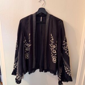 Free People dark blue Embroidered Jacket